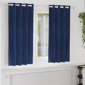   Függönyök függönyökkel 2 pcs Sötétkék 140 x 175 cm Bársony