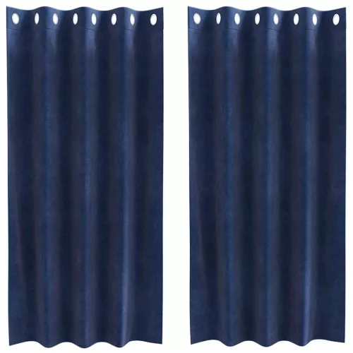 Függönyök függönyökkel 2 pcs Sötétkék 140 x 175 cm Bársony