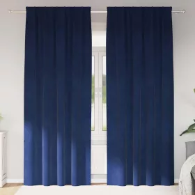   Függönyök függönyökkel 2 pcs Sötétkék 140 x 225 cm Bársony