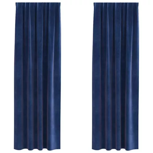 Függönyök függönyökkel 2 pcs Sötétkék 140 x 260 cm Bársony
