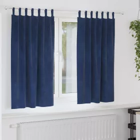   Függönyök függönyökkel 2 pcs Sötét kék 140 x 175 cm Bársony