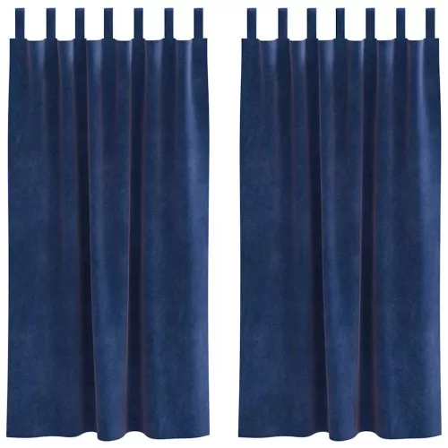 Függönyök függönyökkel 2 pcs Sötét kék 140 x 175 cm Bársony