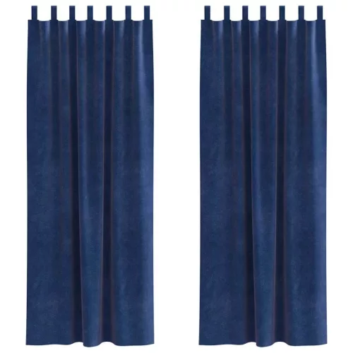 Függönyök függönyökkel 2 pcs Sötétkék 140 x 225 cm Bársony