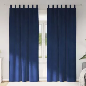   Függönyök függönyökkel 2 pcs Sötétkék 140 x 260 cm Bársony