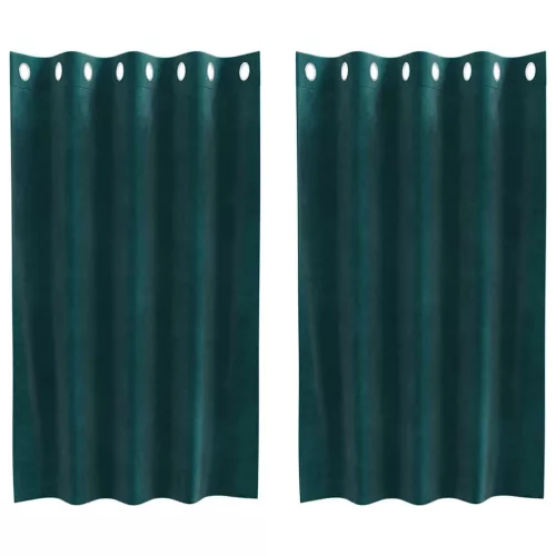 Függönyök függönyökkel 2 pcs Sötétzöld 140 x 140 cm Bársony
