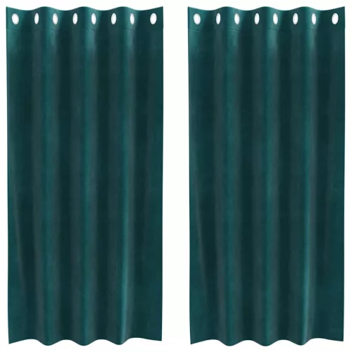Függönyök függönyökkel 2 pcs Sötétzöld 140 x 175 cm Bársony