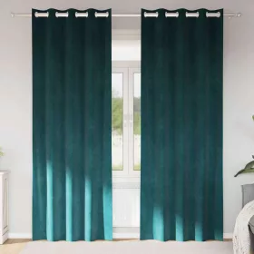   Függönyök függönyökkel 2 pcs Sötétzöld 140 x 245 cm Bársony