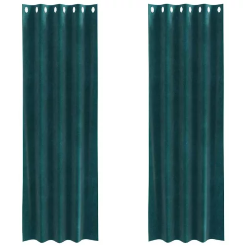 Függönyök függönyökkel 2 pcs Sötétzöld 140 x 260 cm Bársony