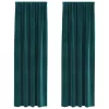 Függönyök függönyökkel 2 pcs Sötétzöld 140 x 225 cm Bársony