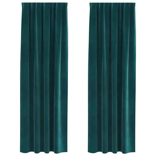 Függönyök függönyökkel 2 pcs Sötétzöld 140 x 225 cm Bársony