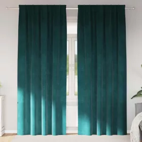   Függönyök függönyökkel 2 pcs Sötétzöld 140 x 245 cm Bársony