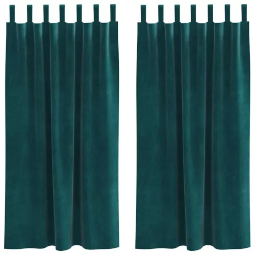 Függönyök függönyökkel 2 pcs Sötétzöld 140 x 175 cm Bársony