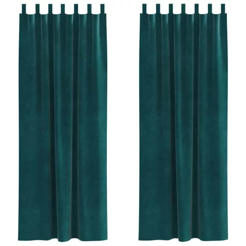 Függönyök függönyökkel 2 pcs Sötétzöld 140 x 225 cm Bársony