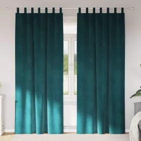   Függönyök függönyökkel 2 pcs Sötétzöld 140 x 260 cm Bársony