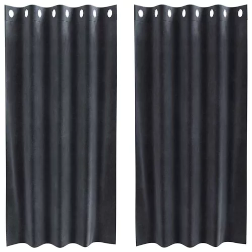 Függönyök függönyökkel 2 pcs Sötétszürke 140 x 175 cm Bársony