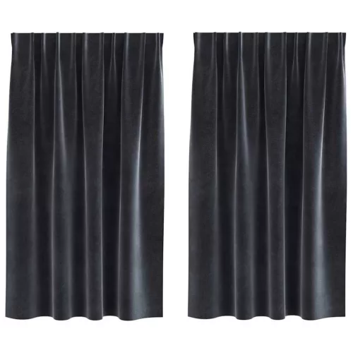 Függönyök függönyökkel 2 pcs Sötétszürke 140 x 140 cm Bársony