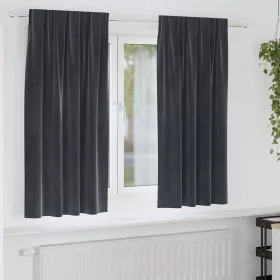   Függönyök függönyökkel 2 pcs Sötétszürke 140 x 175 cm Bársony