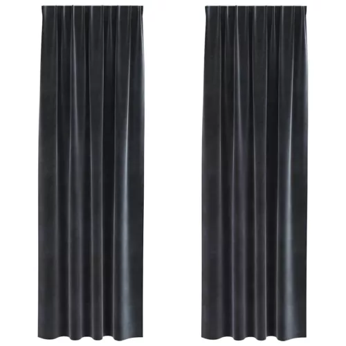Függönyök függönyökkel 2 pcs Sötétszürke 140 x 245 cm Bársony