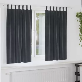   Függönyök függönyökkel 2 pcs Sötétszürke 140 x 175 cm Bársony
