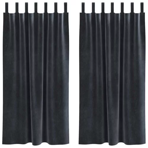 Függönyök függönyökkel 2 pcs Sötétszürke 140 x 175 cm Bársony