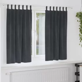   Függönyök függönyökkel 2 pcs Világosszürke 140 x 175 cm Bársony
