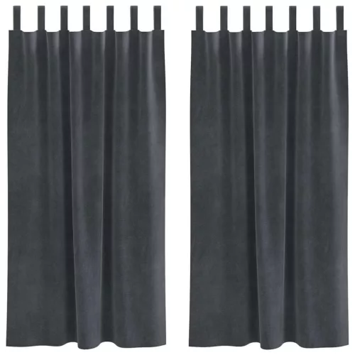 Függönyök függönyökkel 2 pcs Világosszürke 140 x 175 cm Bársony
