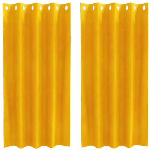 Függönyök függönyökkel 2 pcs Mustár sárga 140 x 175 cm Bársony