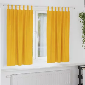   Függönyök függönyökkel 2 pcs Mustár sárga 140 x 175 cm Bársony
