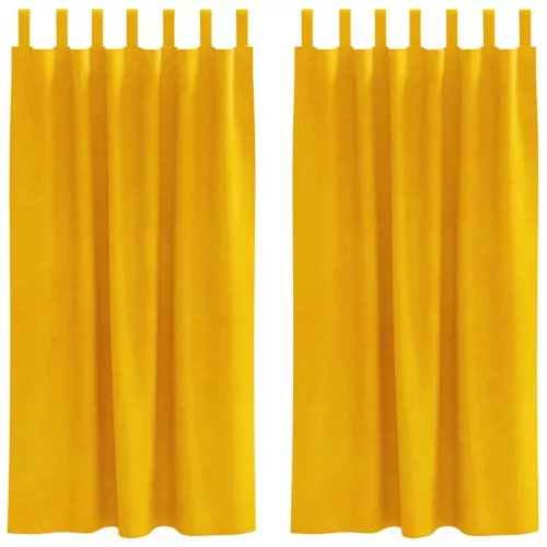 Függönyök függönyökkel 2 pcs Mustár sárga 140 x 175 cm Bársony