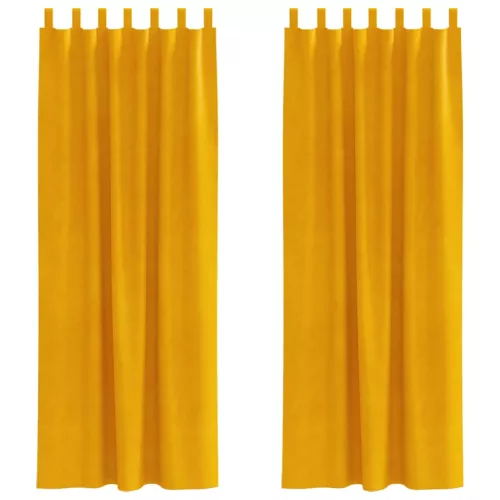 Függönyök függönyökkel 2 pcs mustársárga 140 x 225 cm Bársony