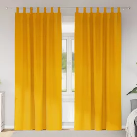   Függönyök függönyökkel 2 pcs mustársárga 140 x 245 cm Bársony