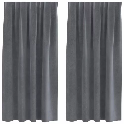 Függönyök függönyökkel 2 pcs Világosszürke 140 x 175 cm Bársony