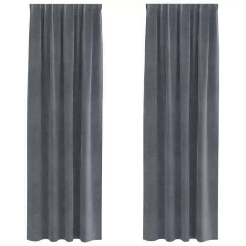Függönyök függönyökkel 2 pcs Világosszürke 140 x 245 cm Bársony