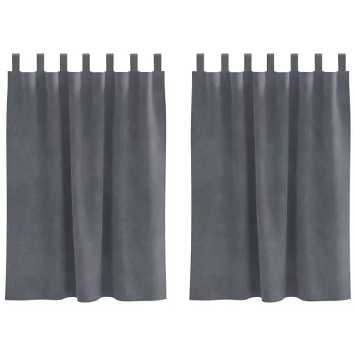 Függönyök függönyökkel 2 pcs Világosszürke 140 x 140 cm Bársony