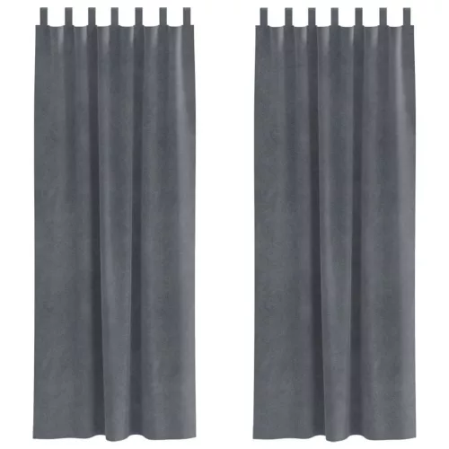 Függönyök függönyökkel 2 pcs Világosszürke 140 x 245 cm Bársony