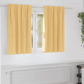   Fekete Függöny Gyűrűkkel 2 pcs Bézs 140 x 140 cm Poliészter