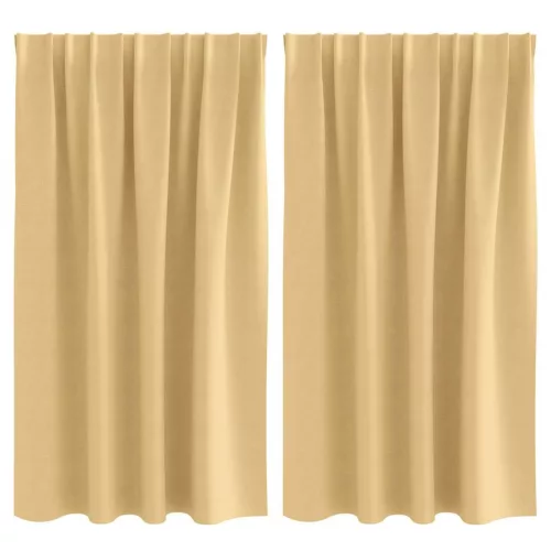 Fekete Függöny Gyűrűkkel 2 pcs Bézs 140 x 140 cm Poliészter