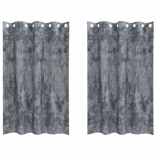 Függöny függönyökkel 2 pcs Ezüst Szürke 175 x 140 cm Bársony