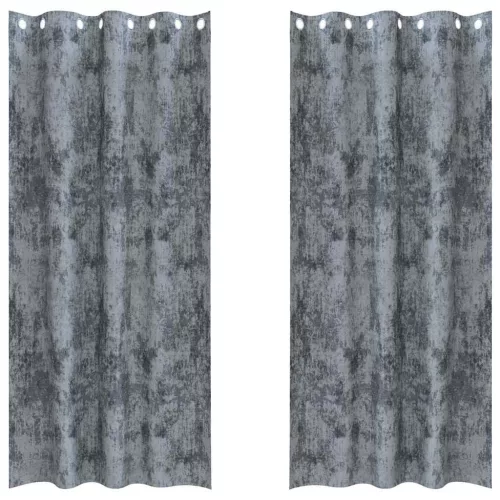 Függöny függönyökkel 2 pcs Ezüst szürke 225 x 140 cm Bársony