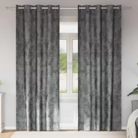   Függöny függönyökkel 2 pcs Szürke 245 x 140 cm Bársony