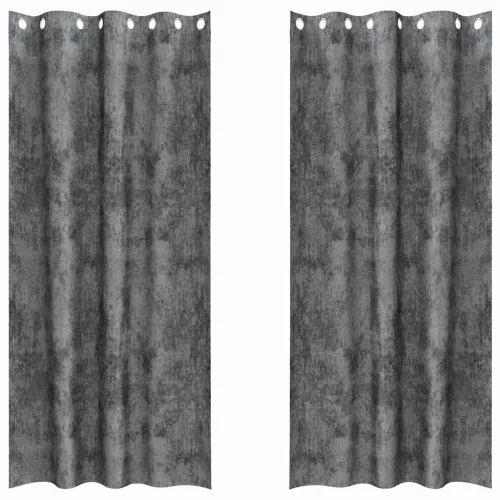 Függöny függönyökkel 2 pcs Szürke 245 x 140 cm Bársony