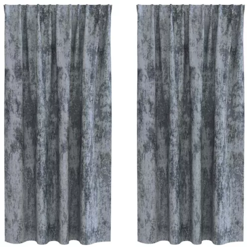 Függöny függönyökkel 2 pcs Ezüst szürke 175 x 140 cm Bársony