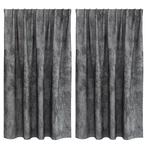 Függöny függönyökkel 2 pcs Szürke 140 x 140 cm Bársony