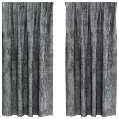 Függöny függönyökkel 2 pcs Szürke 175 x 140 cm Bársony