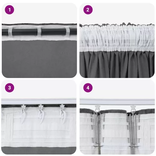 Függöny függönyökkel 2 pcs Szürke 260 x 140 cm Bársony