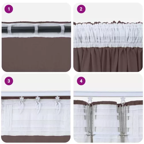Függöny függönyökkel 2 pcs Barna 175 x 140 cm Bársony
