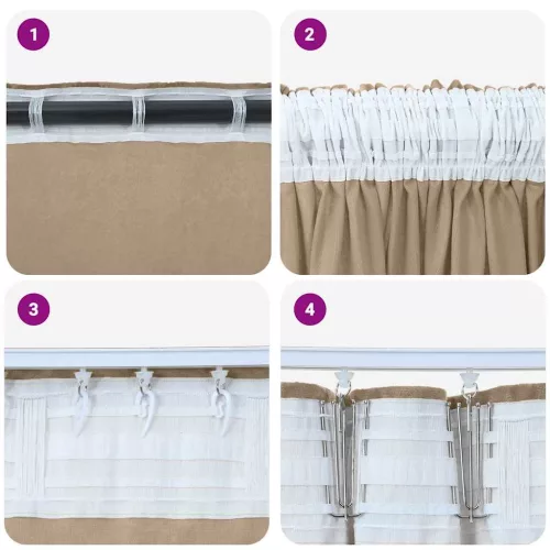 Függöny függönyökkel 2 pcs pezsgőszín 225 x 140 cm Bársony