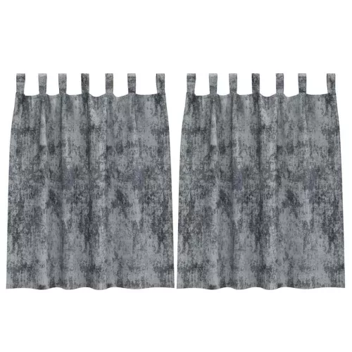 Függöny függönyökkel 2 pcs Ezüst Szürke 140 x 140 cm Bársony