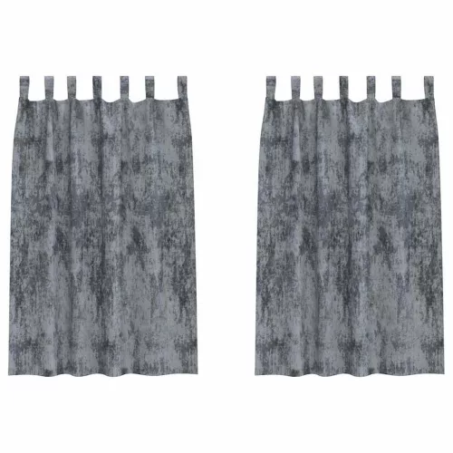 Függöny függönyökkel 2 pcs Ezüst szürke 175 x 140 cm Bársony