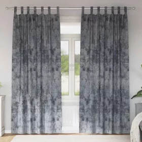   Függöny függönyökkel 2 pcs Ezüst szürke 225 x 140 cm Bársony